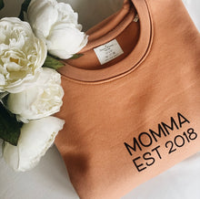 Load image into Gallery viewer, Personalised Momma EST Sweatshirt
